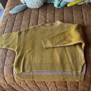 Topshop Yellow and White Striped Turtleneck Sweater